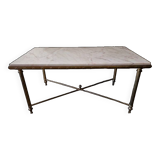 Coffee table - In bronze and white marble top - Louis XVI style, neo-classical