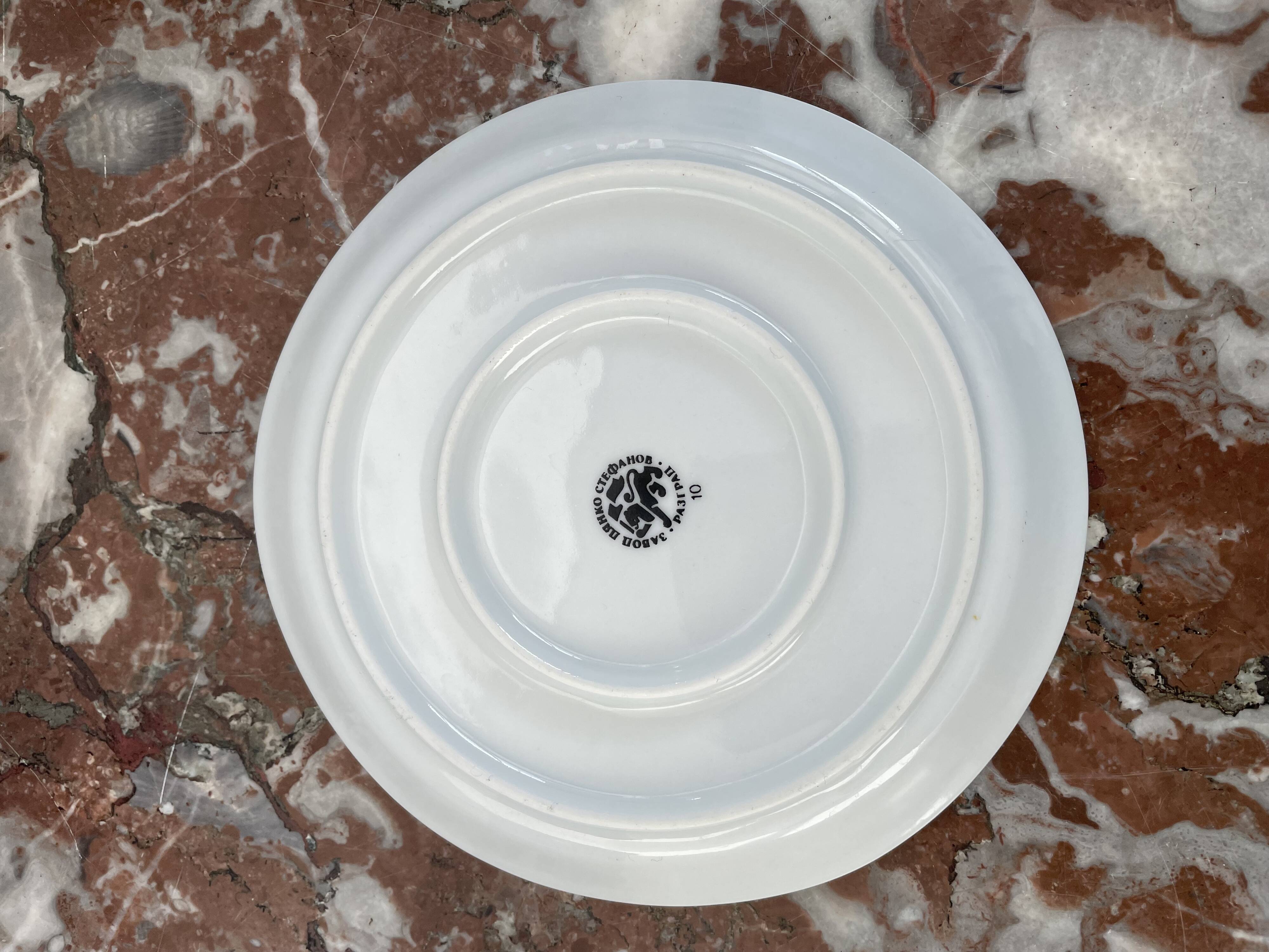 Coffee and tea set, vintage, stylized bird decor, retro, design, blue