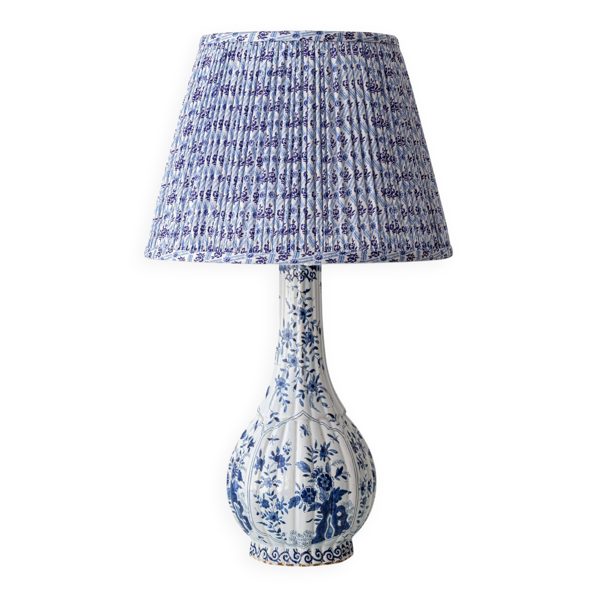 Antique Delft Style Blue and White Ceramic Table Lamp by Samson, circa 1880-1910