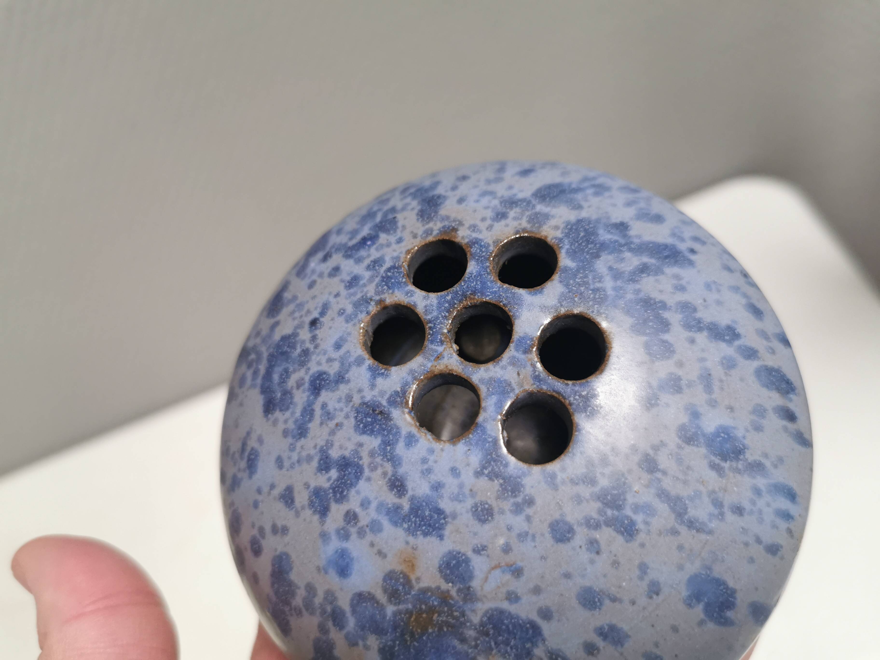 Small gorgeous vase in bluish colours/shades. Netherlands 1970s