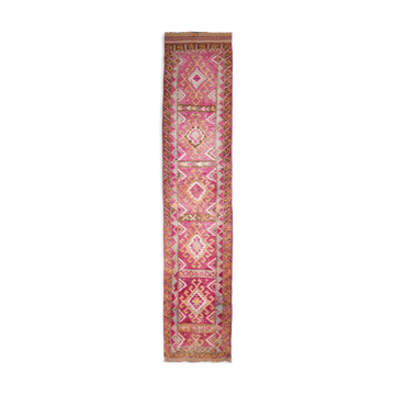 3x13 long hot pink vintage runner rug 399x81cm