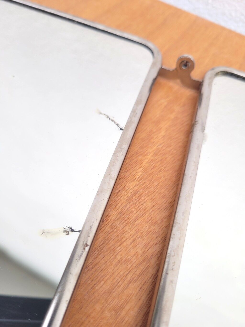 Vintage black triptych barber mirror