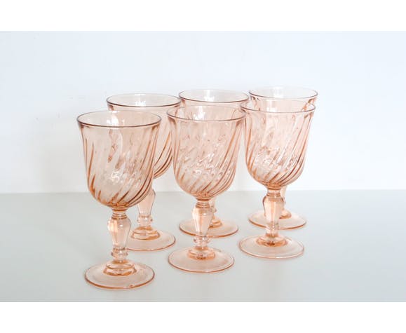 Lot of 6 glass wine in pink glass, Rosaline, from the brand Arcoroc