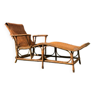 Chaise longue en rotin de 1900