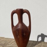 Small wooden amphora sculpture vase