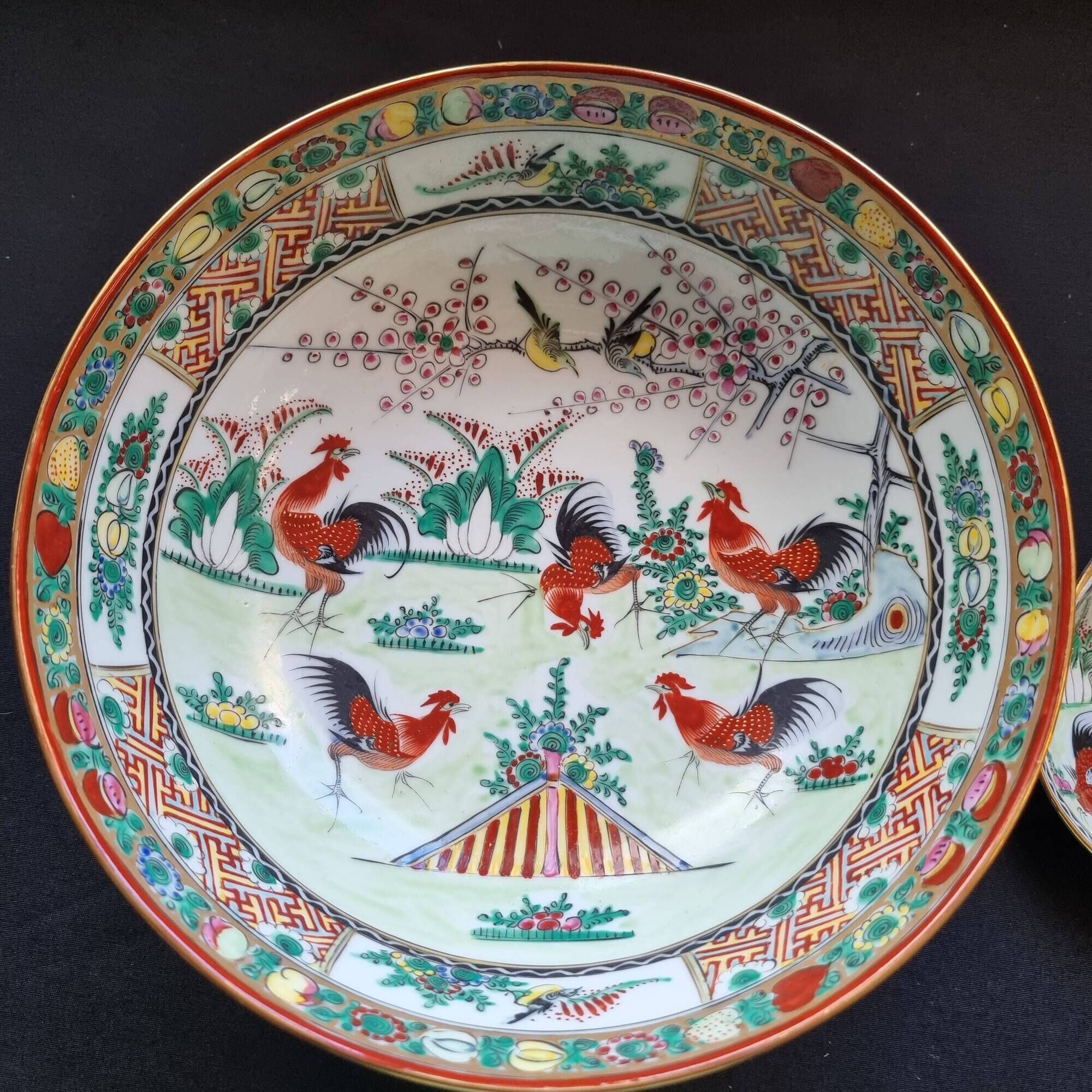 Large soup plate, bowl, salad bowl and ladle in Macao porcelain (19