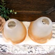 Paire de 2 abat-jours vintage Art déco en verre tulipe, faits main, en verr