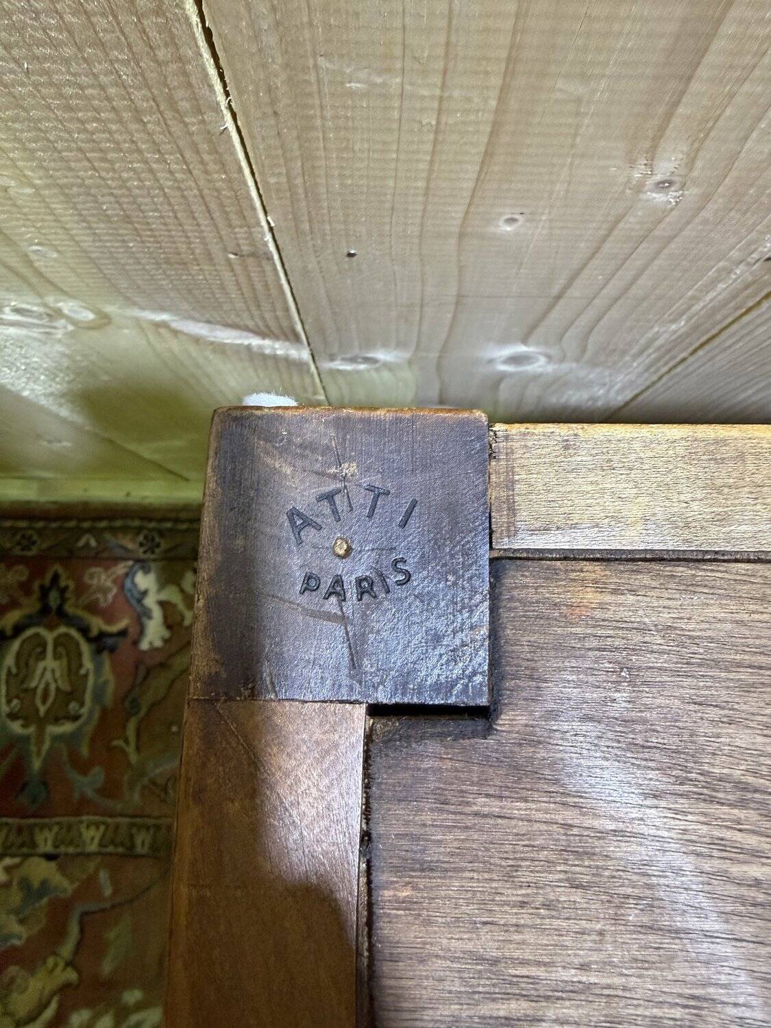 Louis XVI style console in marble and cherry wood.
