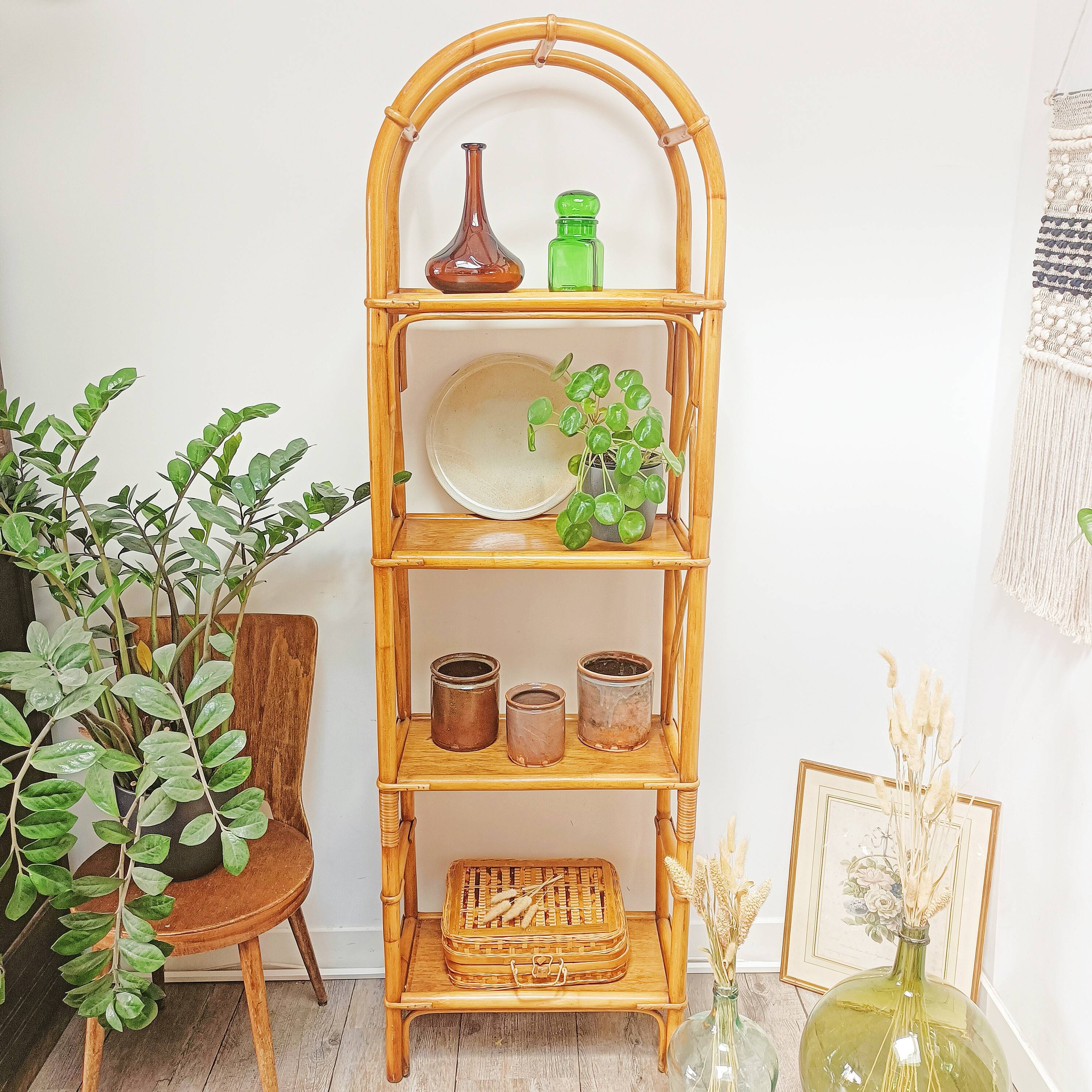 Vintage rattan shelf