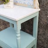 Shelf, sky blue patinated toilet console