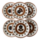 Set of 6 vintage Boch La Louviere plates, 1970s kimono model