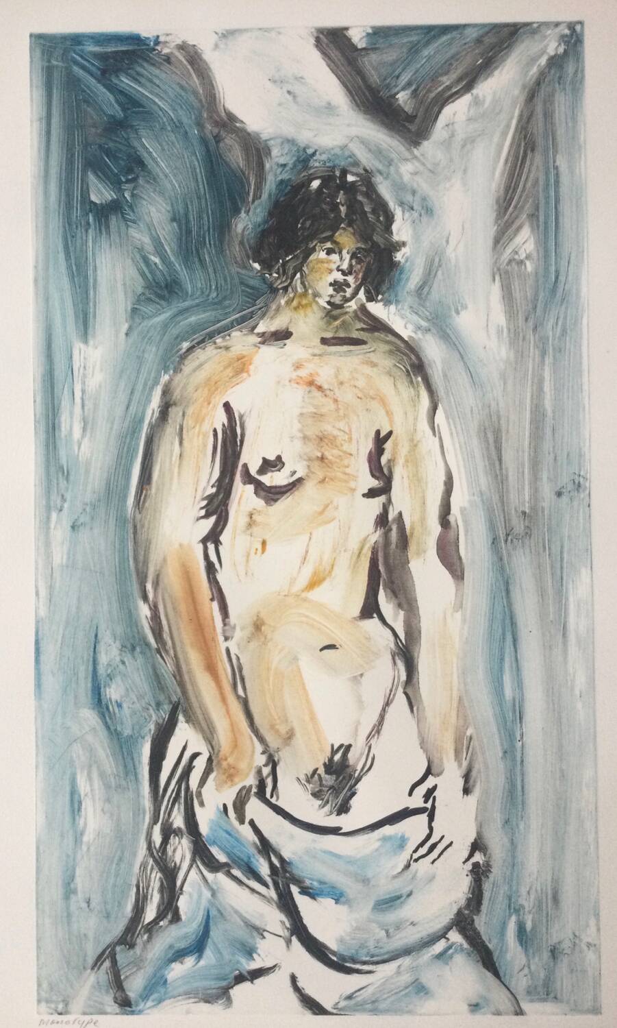Romain SUZZONI (1950). Nu. Unique monotype signed.