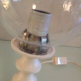 Glass globe bedside lamp/ vintage 60s-70s