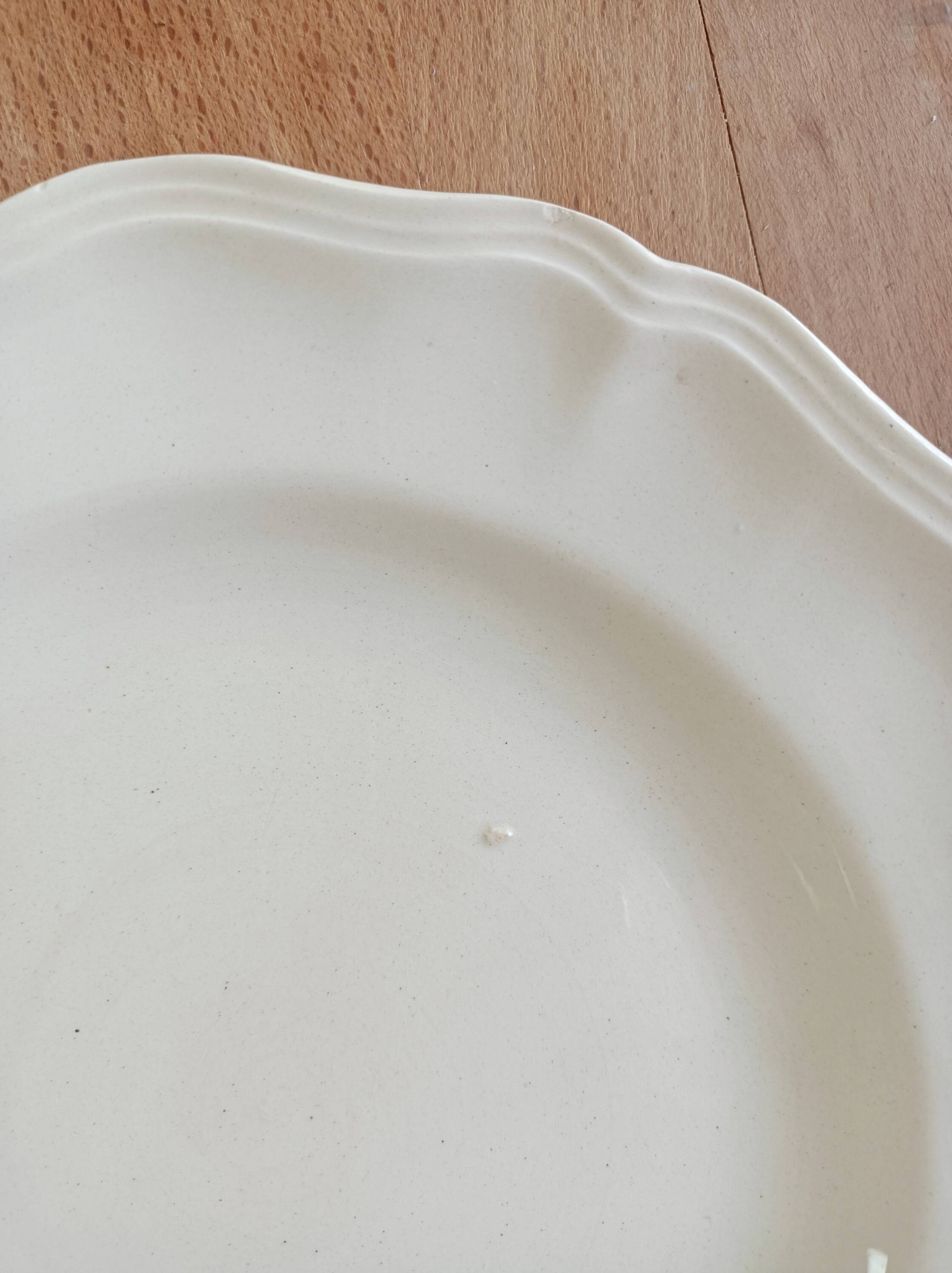 Set of 5 Sarreguemines ivory flat plates