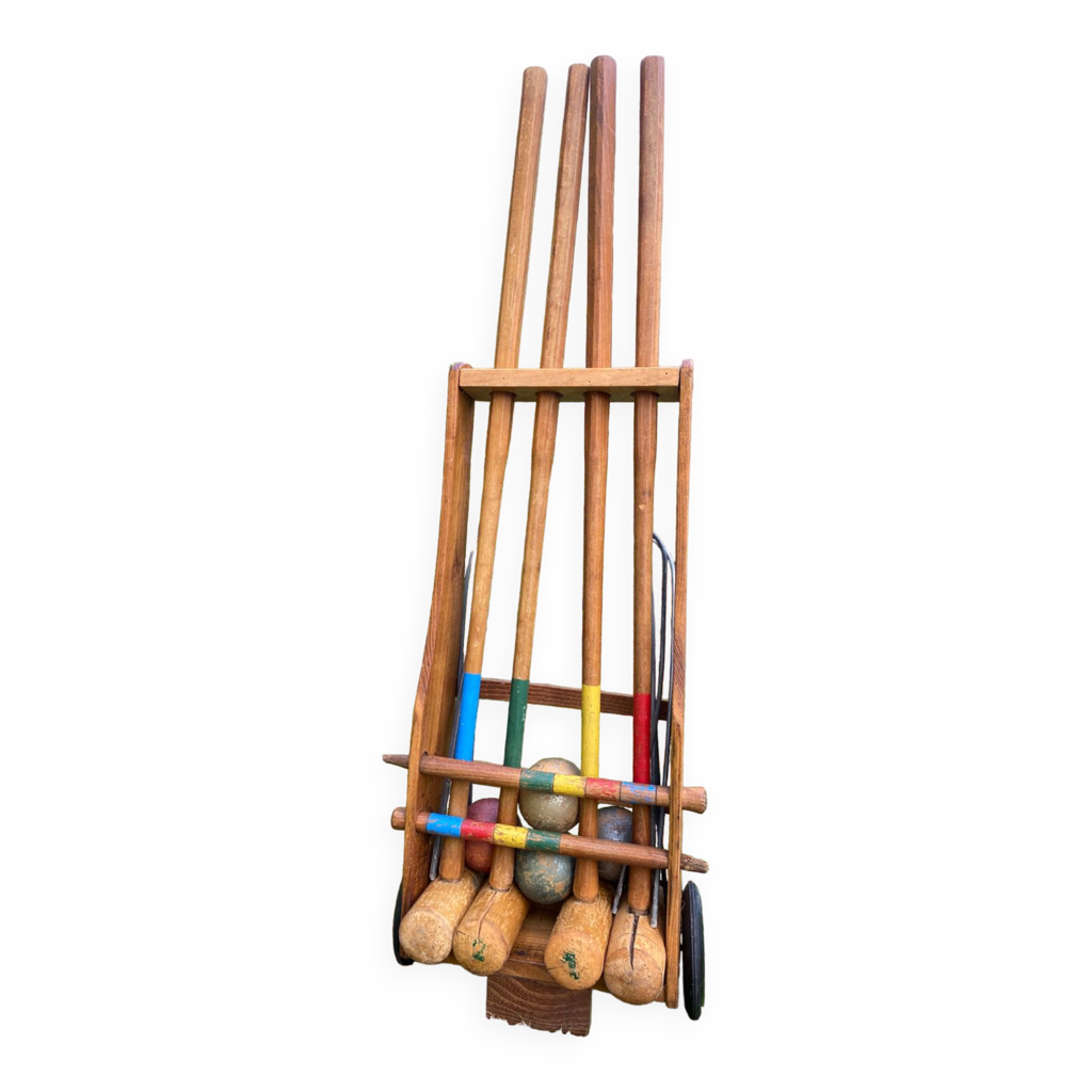Ancien jeu de croquet en bois Selency