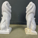 Pair of Renaissance style terracotta lion sculptures, 1950s