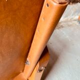 Safari armchair in wood and leather -1950's