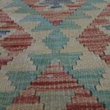 Blush Pink Kilim Rug, Handwoven Wool Tribal Accent Area Rug 60x89cm