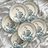 6 flat ironstone plates “Hollyhock” Gien