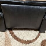 Sofa 2 places black leather year 70'-80' vintage