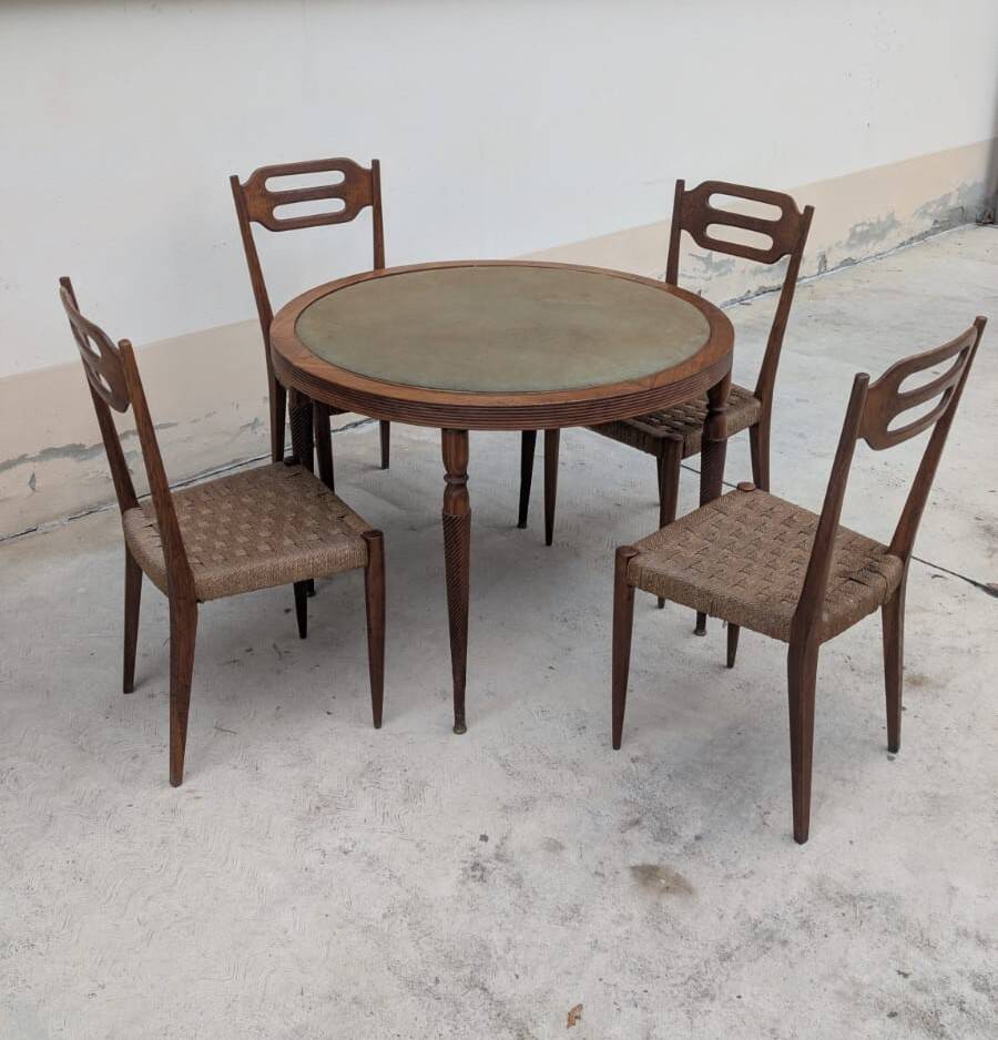 Interwar Italian Rationalist Set: Table & 4 Chairs