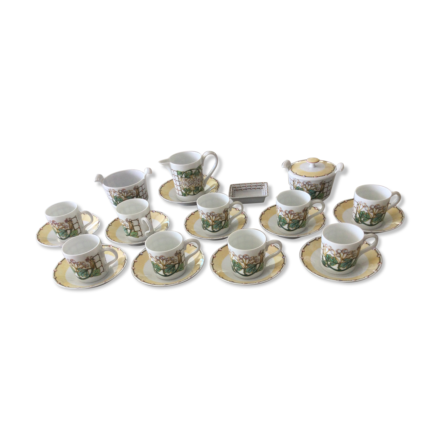 Lalique Coffee Service Pearls Model Limoges Porcelain