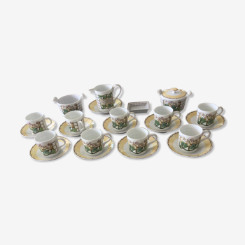 Coffee service Lalique Model Pearls Limoges Porcelain