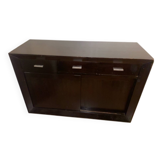 Buffet bas vaisselier bois wenge sombre