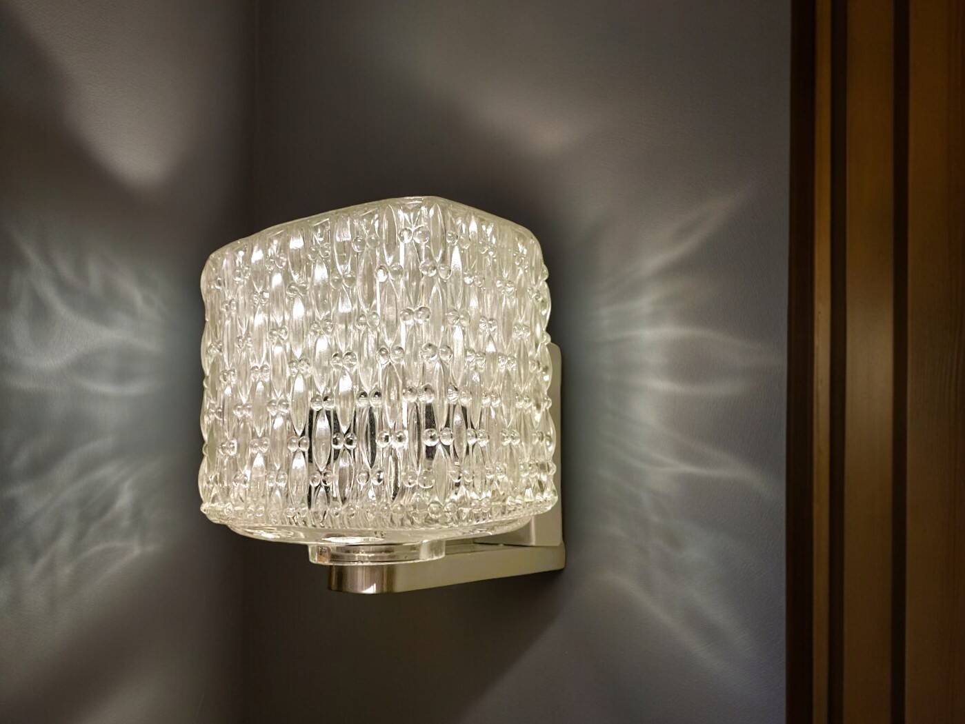 Portuguese mid-century retro glass wall sconce lamp