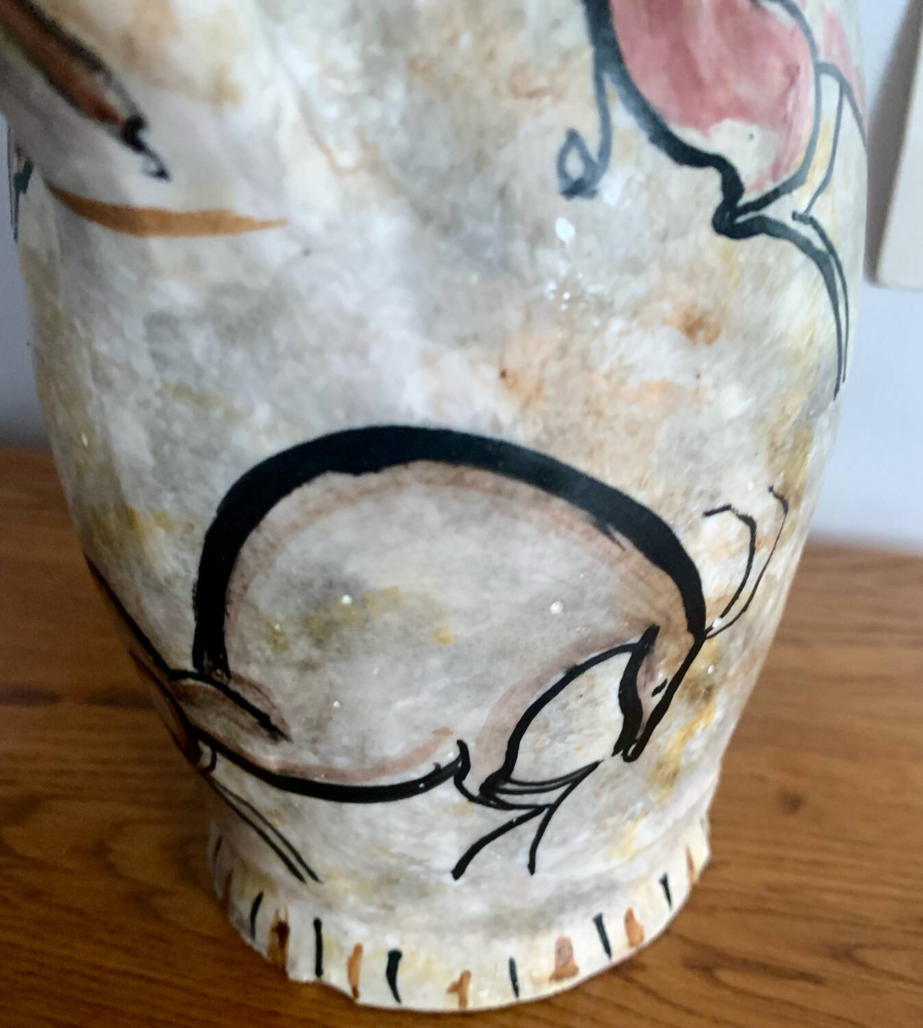 Antique stoneware pitcher – animal rock decoration – around 1900 – Puis style