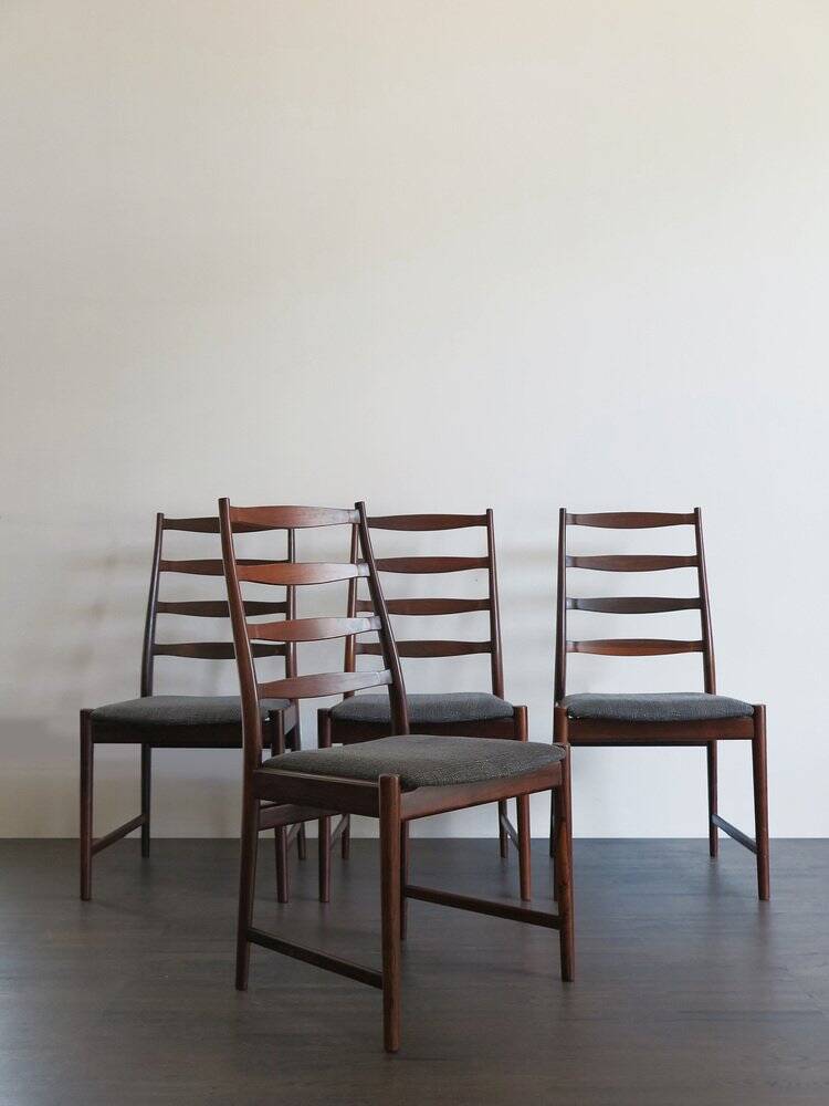 Set of Danish Dark Wood Dining Chairs by Arne Vodder, 1960s