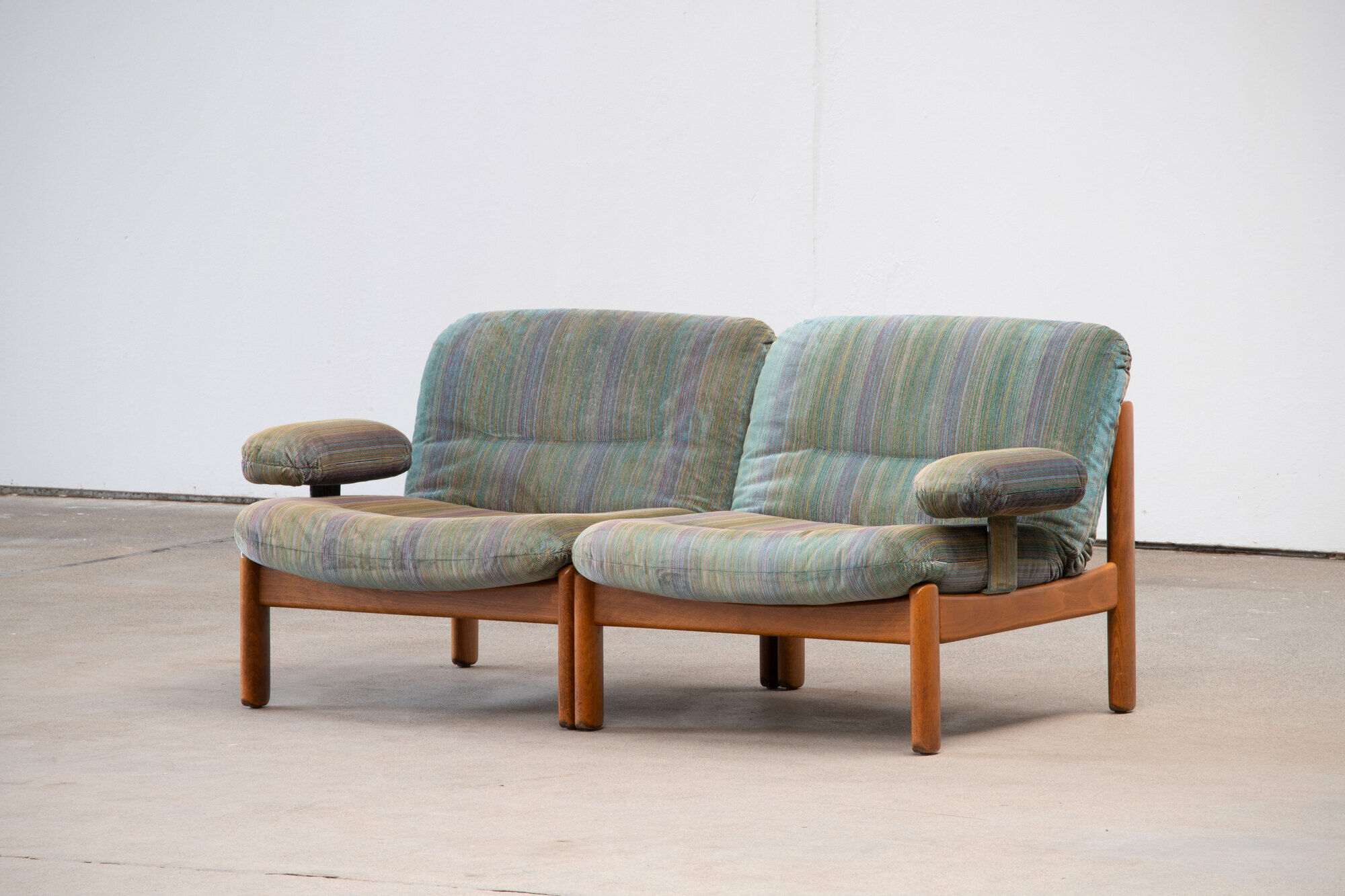 Pair of Scandinavian armchairs in teak and velvet, 1960