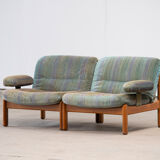 Pair of Scandinavian armchairs in teak and velvet, 1960