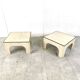 Pair of travertine and brass coffee tables, 1970s
