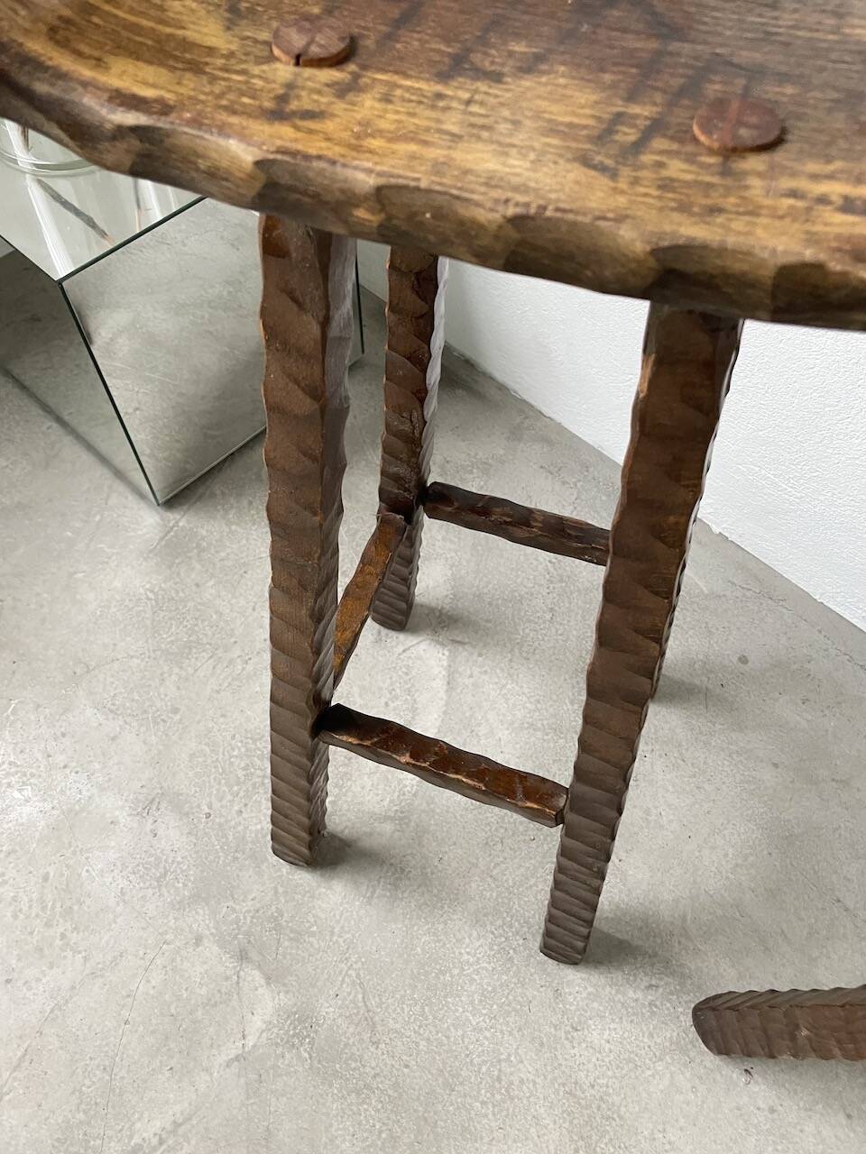 Pair of brutalist high stools