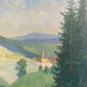 Old oil painting on wood panel / painting of a landscape