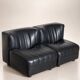 Modular black leather sofa '9000' by Tito Agnoli