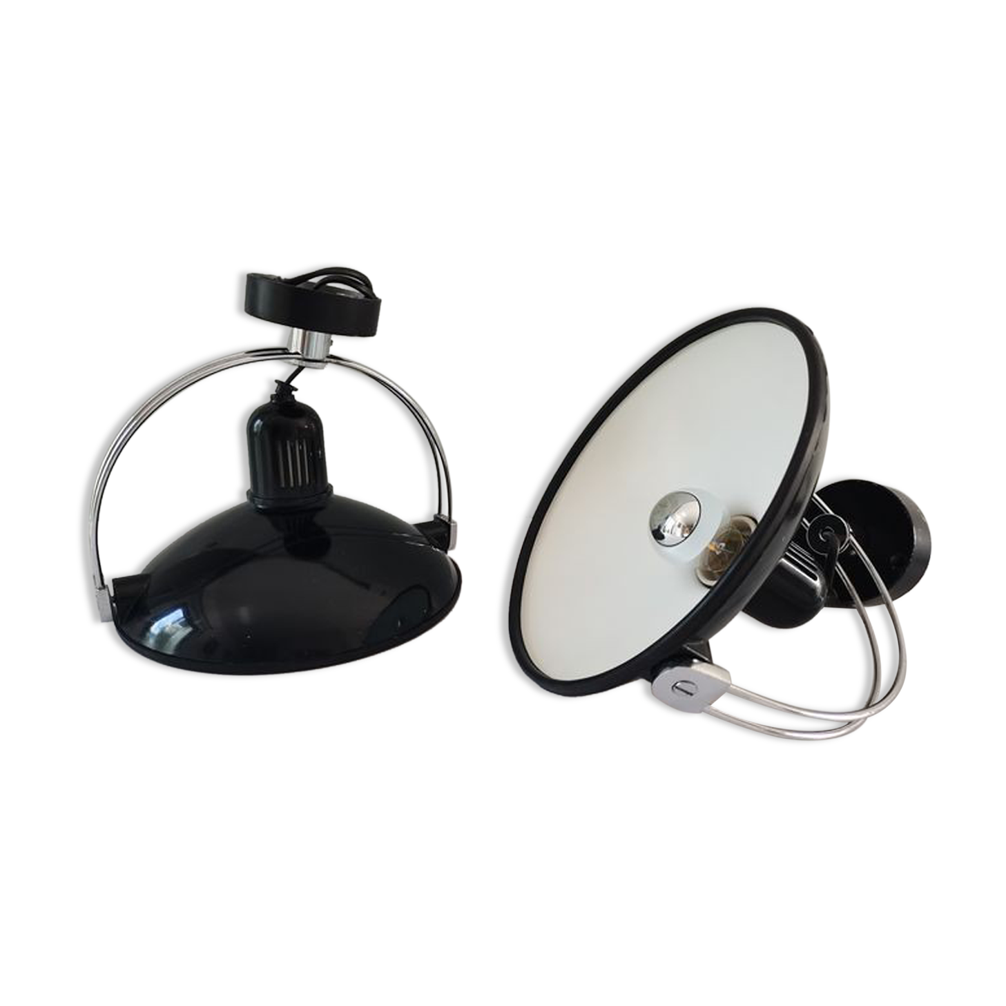 Pair of metal wall lamps 70s