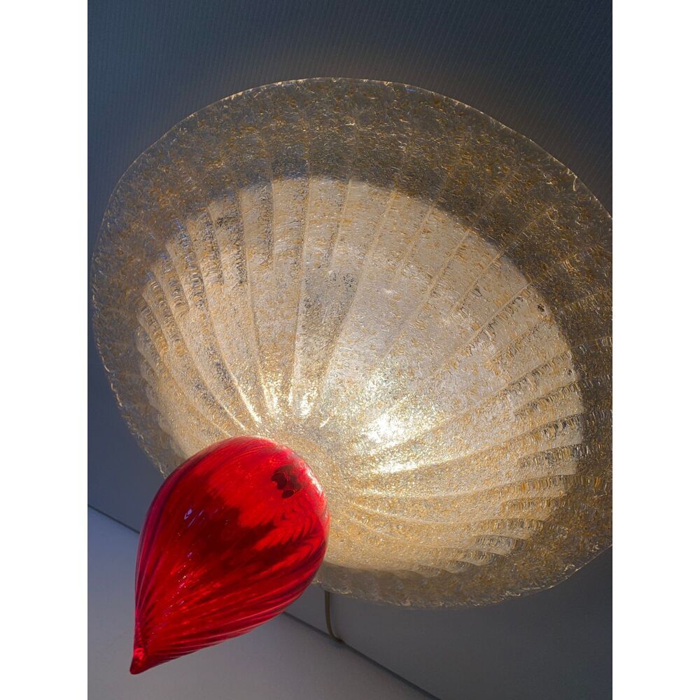 Plafonnier en verre de murano rouge