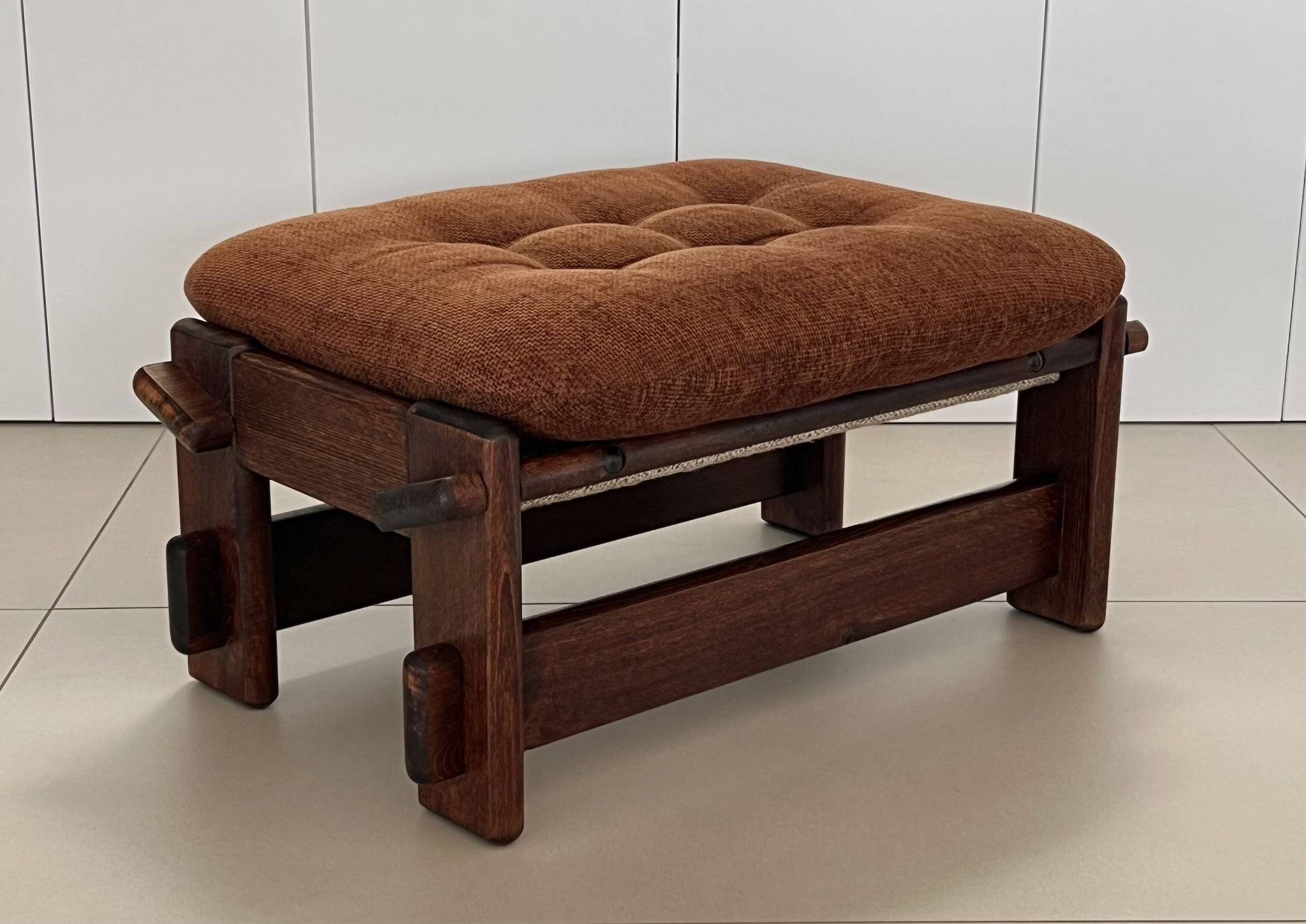 Scandinavian oak armchair and ottoman, 1960s