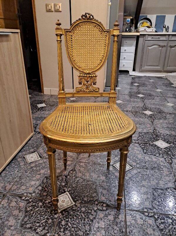 Napoleon III chair in gilded wood, Louis XVI style