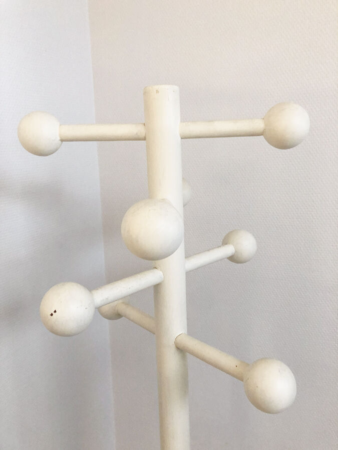 Vintage coat rack in white wood, 1970