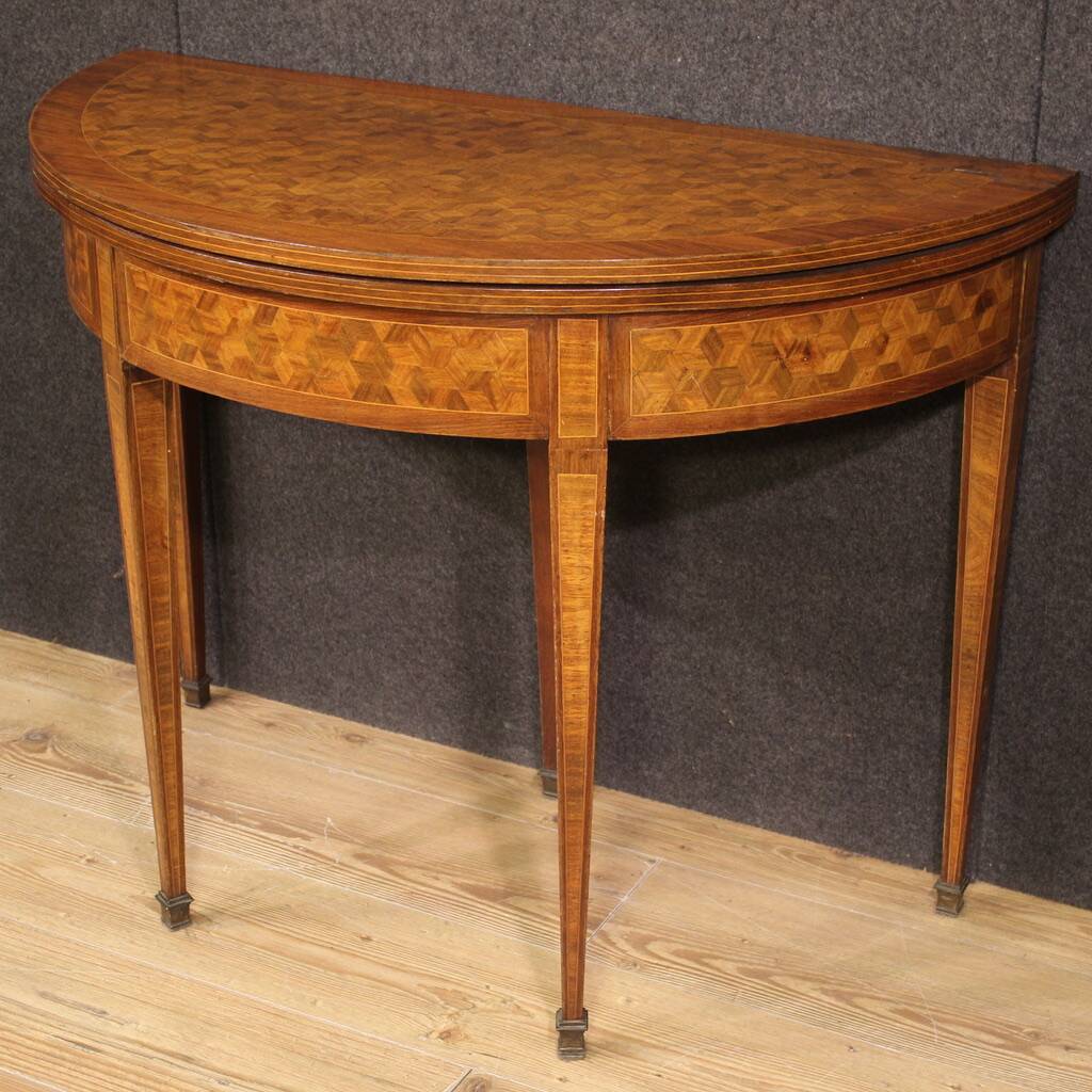 1930s Louis XVI style demilune gaming table