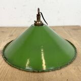 Industrial British Green Enamel Factory Pendant Lamp, 1950s