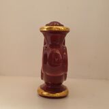 Double art deco lamp foot in bordeaux and gold ceramics