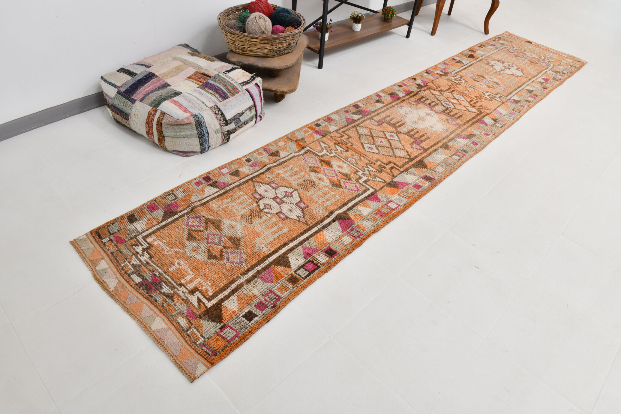 3x14 1960s Antique Vintage Runner Rug,84x427Cm
