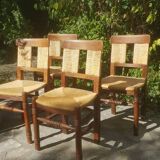 Série de 4 chaises Paillées 1970