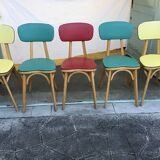Set of 5 colorful bistro chairs