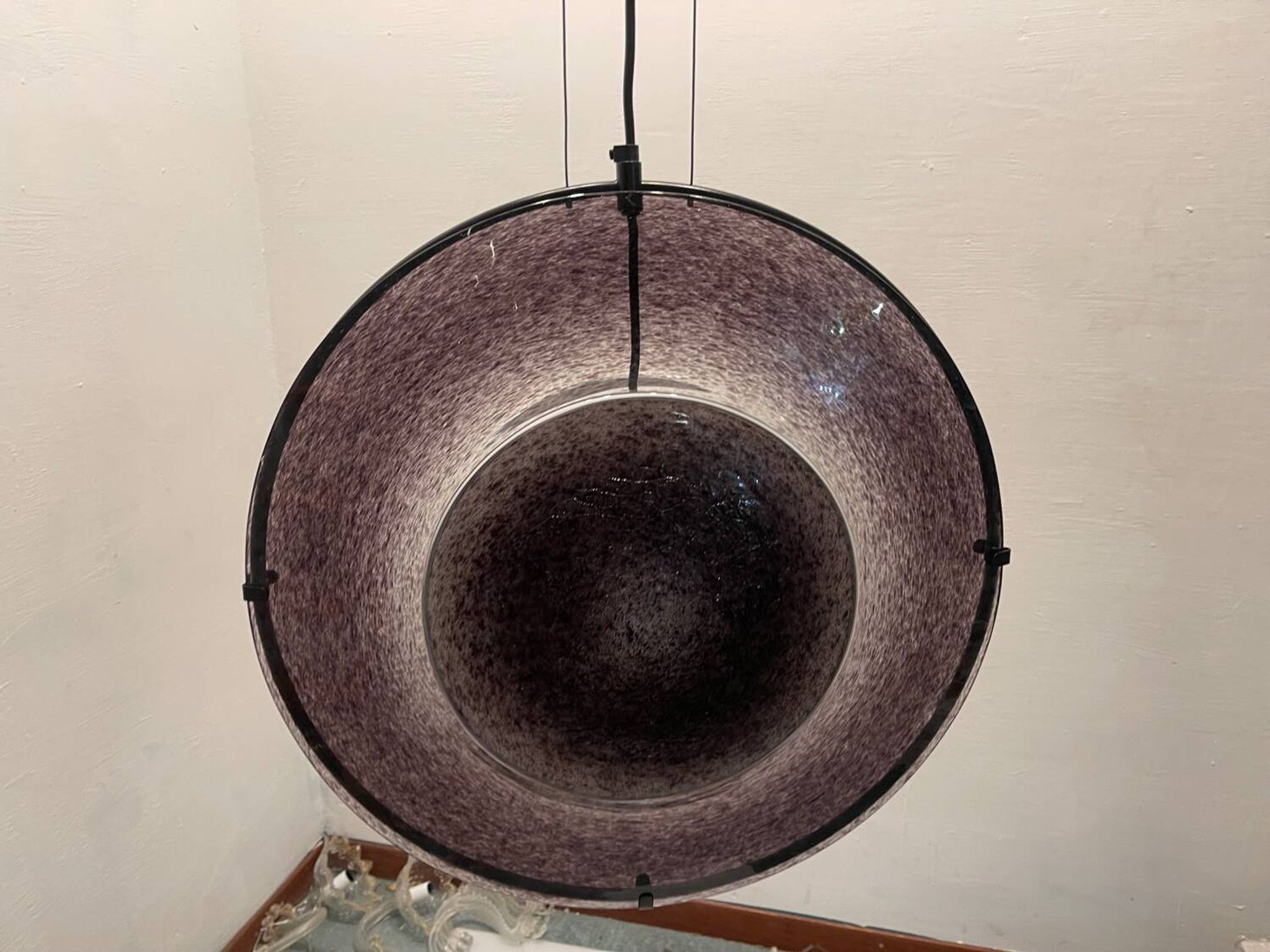 Set of 2 Vintage Mila Schön Murano Glass Pendant Lights, Italy, 1980s