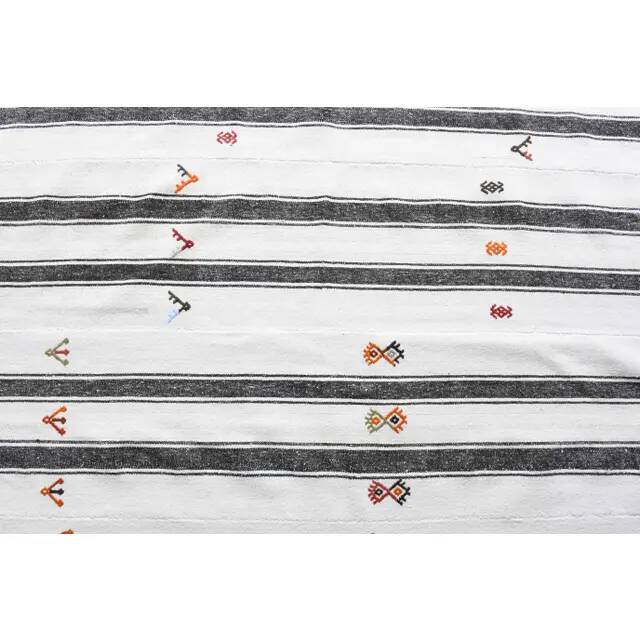 Vintage Turkish Hand-Knotted Wool Cotton White Kilim Area Rug 178x261